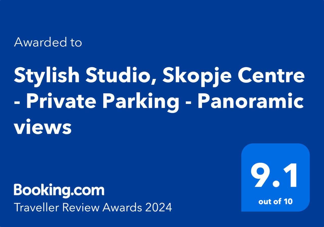Stylish Studio, Skopje Centre - Private Parking - Panoramic Views Extérieur photo
